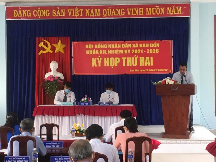 HĐND xã Bàu Đồn: Tổ chức kỳ họp thứ 2 HĐND xã khóa XII, nhiệm kỳ 2021-2026